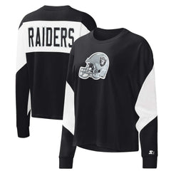 Las Vegas Raiders Starter Women's Insight Crop Tri-Blend Long Sleeve T-Shirt Black | NFL
