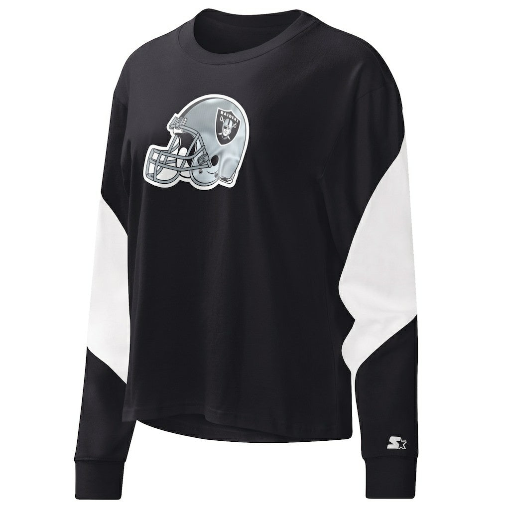Las Vegas Raiders Starter Women's Insight Crop Tri-Blend Long Sleeve T-Shirt Black | NFL