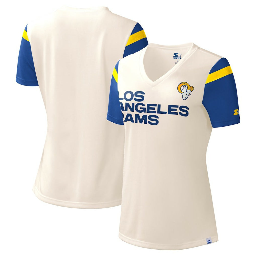 Los Angeles Rams Starter Women's Kick Start V-Neck T-Shirt White | NFL