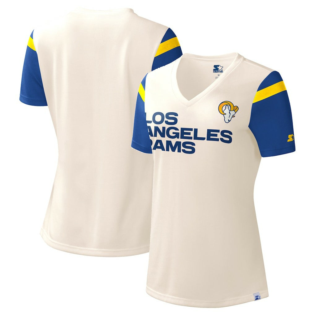 Los Angeles Rams Starter Women's Kick Start V-Neck T-Shirt White | NFL