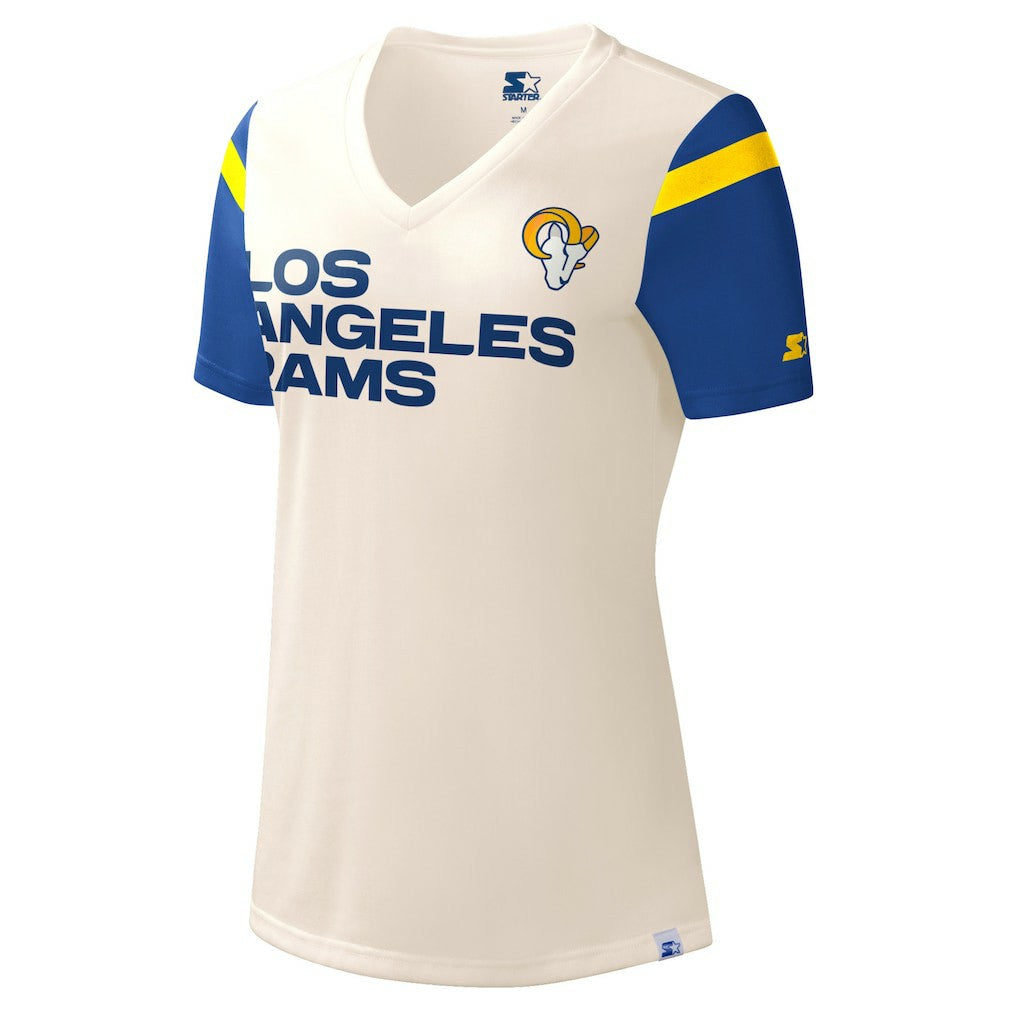 Los Angeles Rams Starter Women's Kick Start V-Neck T-Shirt White | NFL