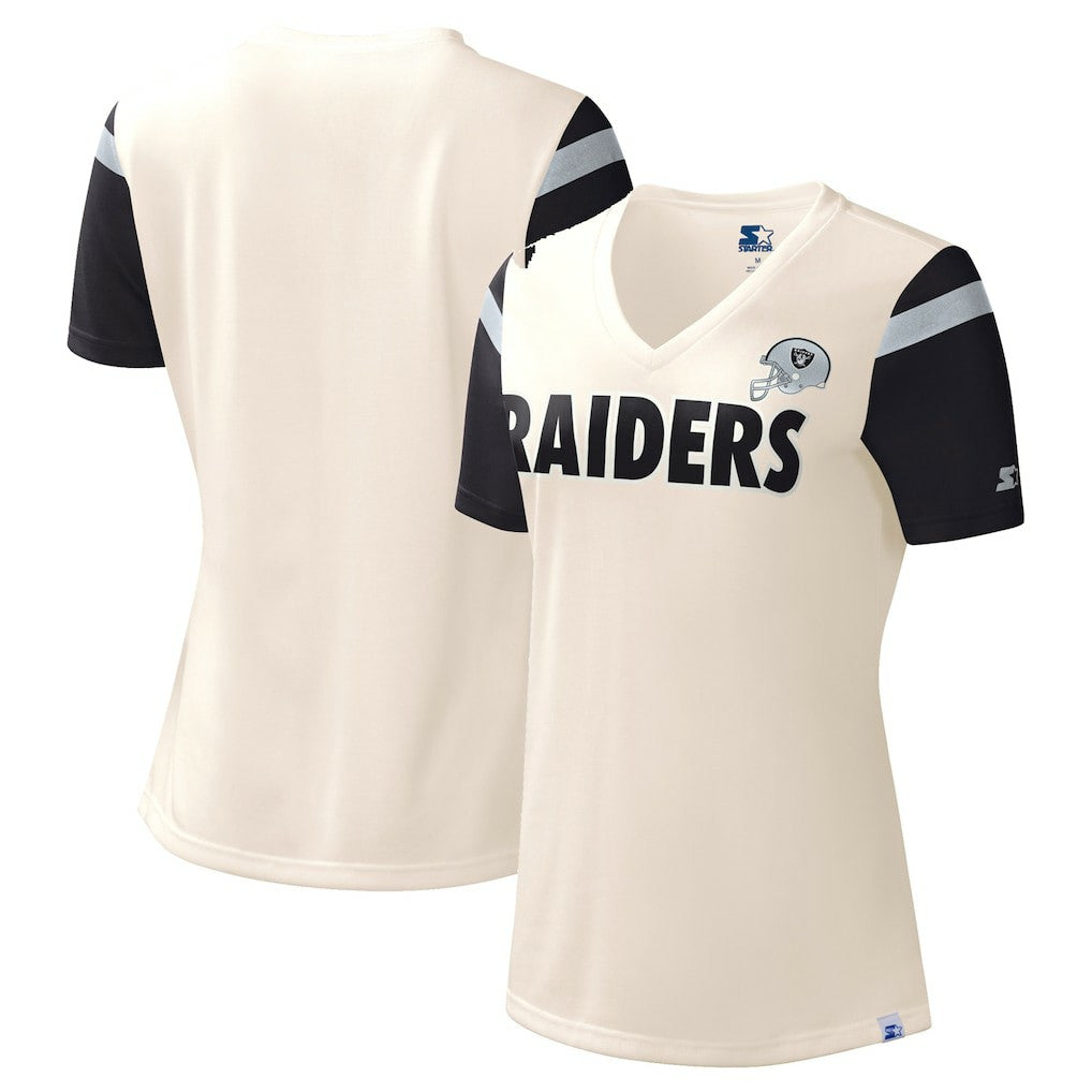 Las Vegas Raiders Starter Women's Kick Start V-Neck T-Shirt White | NFL