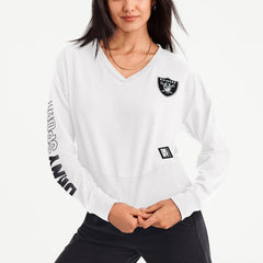 Las Vegas Raiders DKNY Sport Women's Lily V-Neck Pullover Sweatshirt White | NFL