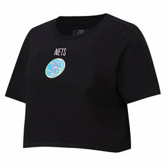 Brooklyn Nets Pro Standard Women's Washed Neon Cropped Boxy T-Shirt Black - NBA
