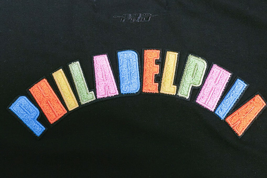 Philadelphia 76ers Pro Standard Women's Washed Neon Cropped Boxy T-Shirt Black - NBA