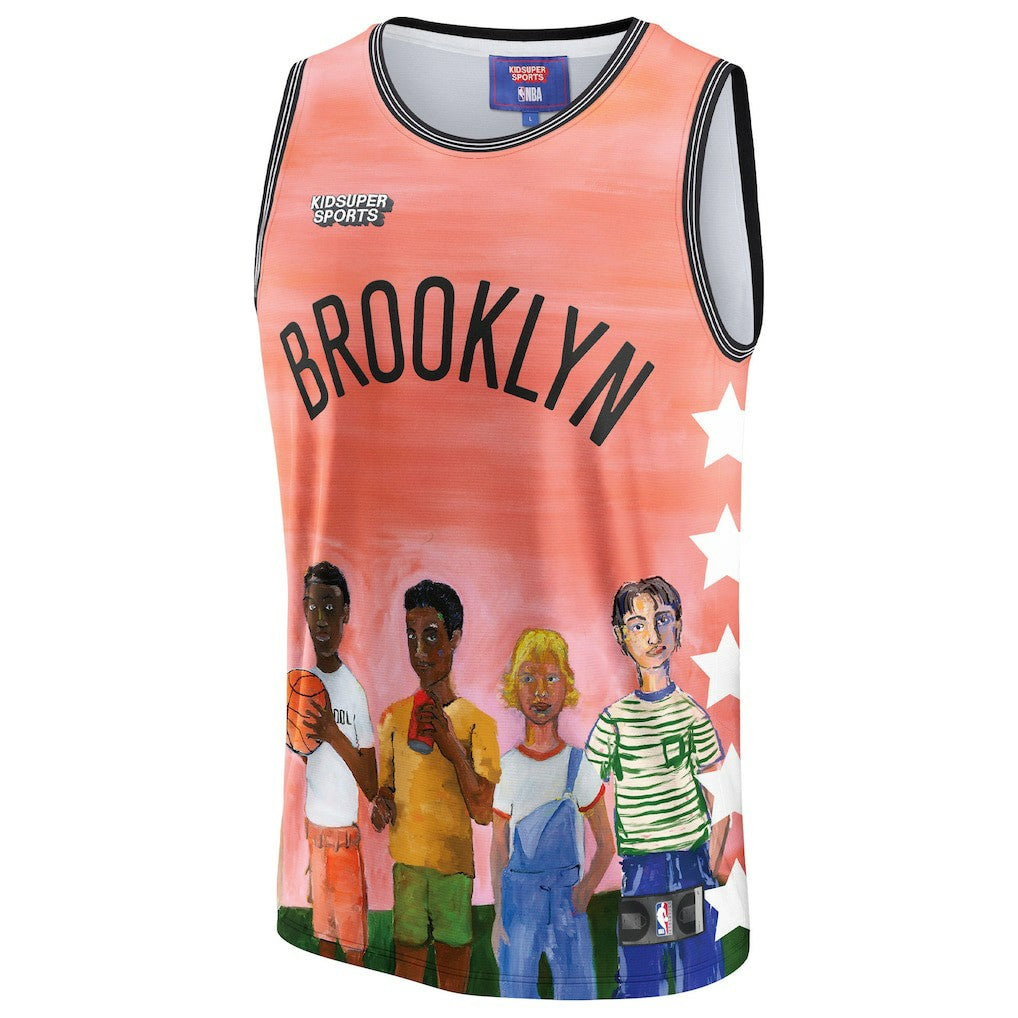 Brooklyn Nets NBA & KidSuper Studios Unisex Hometown Jersey Coral - NBA