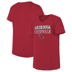 Arizona Cardinals New Era Girls Youth Reverse Sequin V-Neck T-Shirt Cardinal | NFL