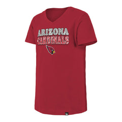 Arizona Cardinals New Era Girls Youth Reverse Sequin V-Neck T-Shirt Cardinal | NFL