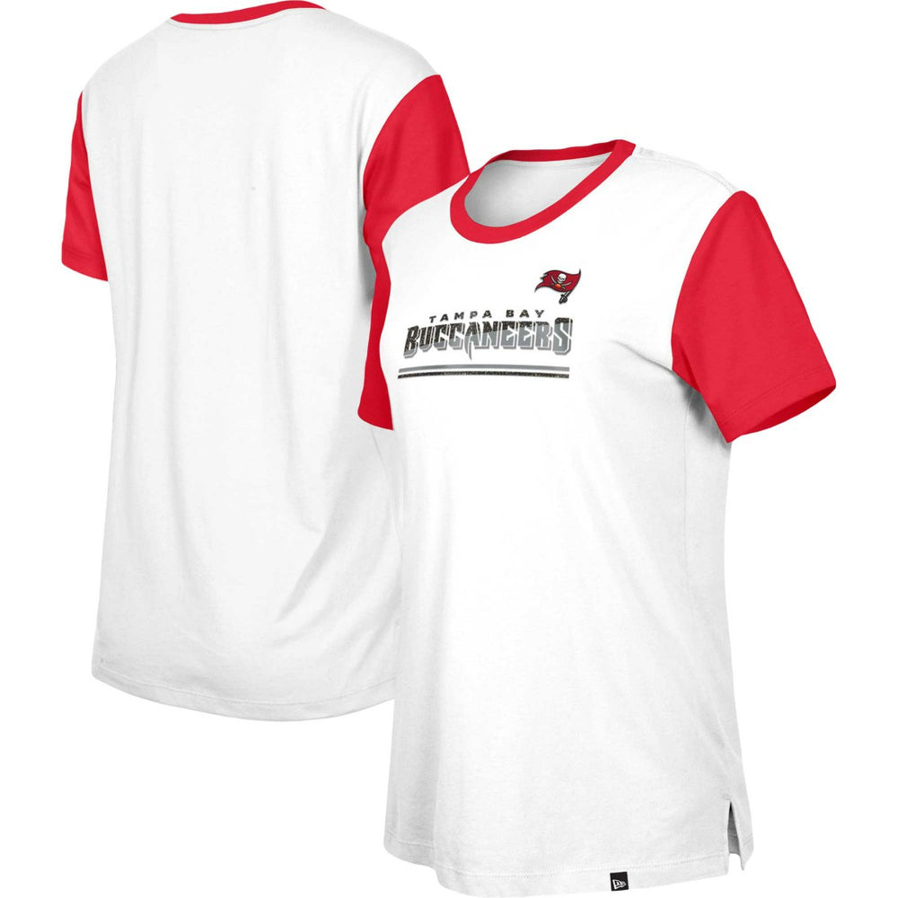 Tampa Bay Buccaneers New Era Women's Third Down Colorblock T-Shirt White/Red | NFL