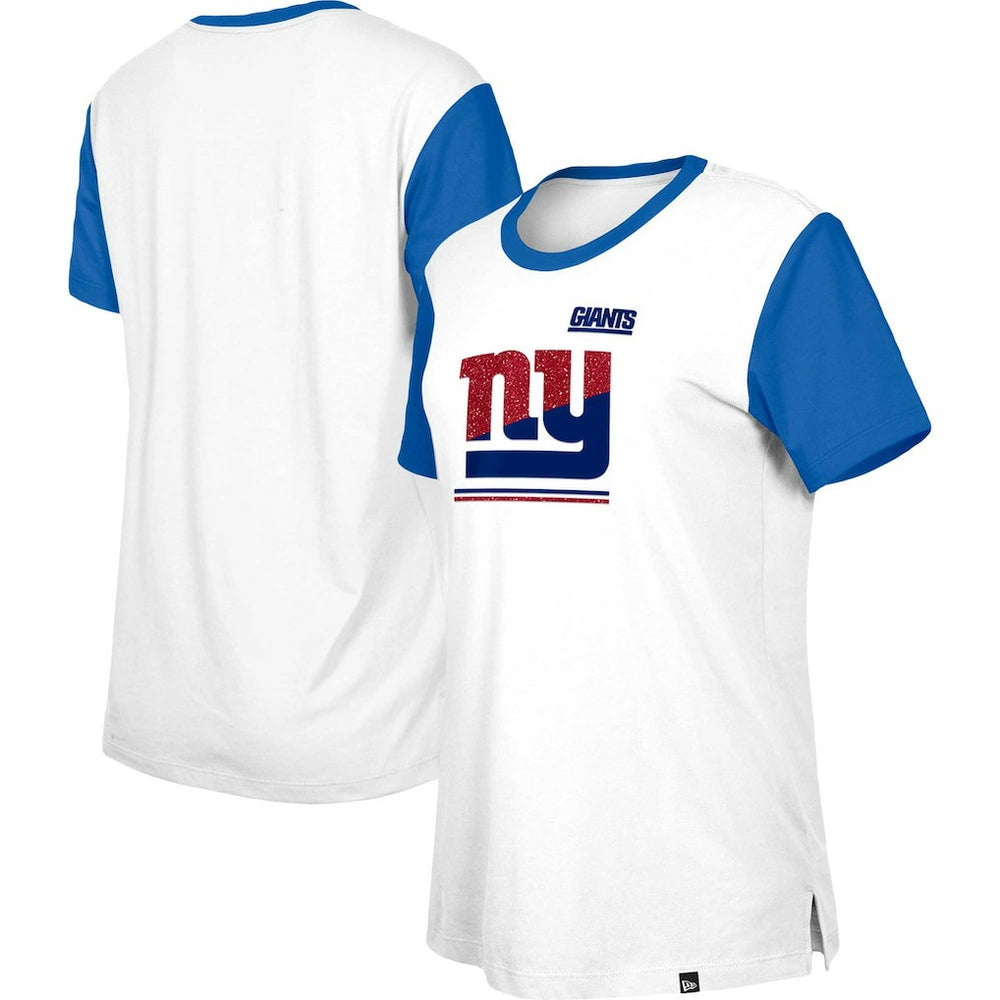 New York Giants New Era Women's Third Down Colorblock T-Shirt White/Royal | NFL