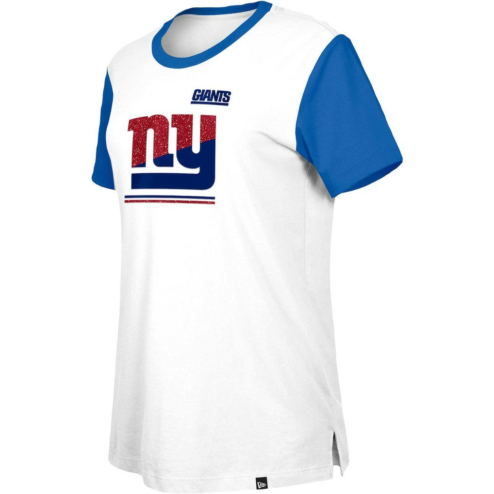New York Giants New Era Women's Third Down Colorblock T-Shirt White/Royal | NFL