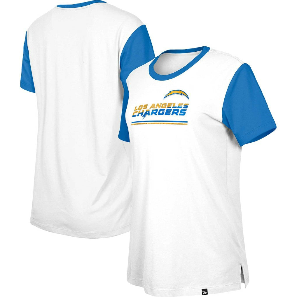 Los Angeles Chargers New Era Women's Third Down Colorblock T-Shirt White/Blue | NFL