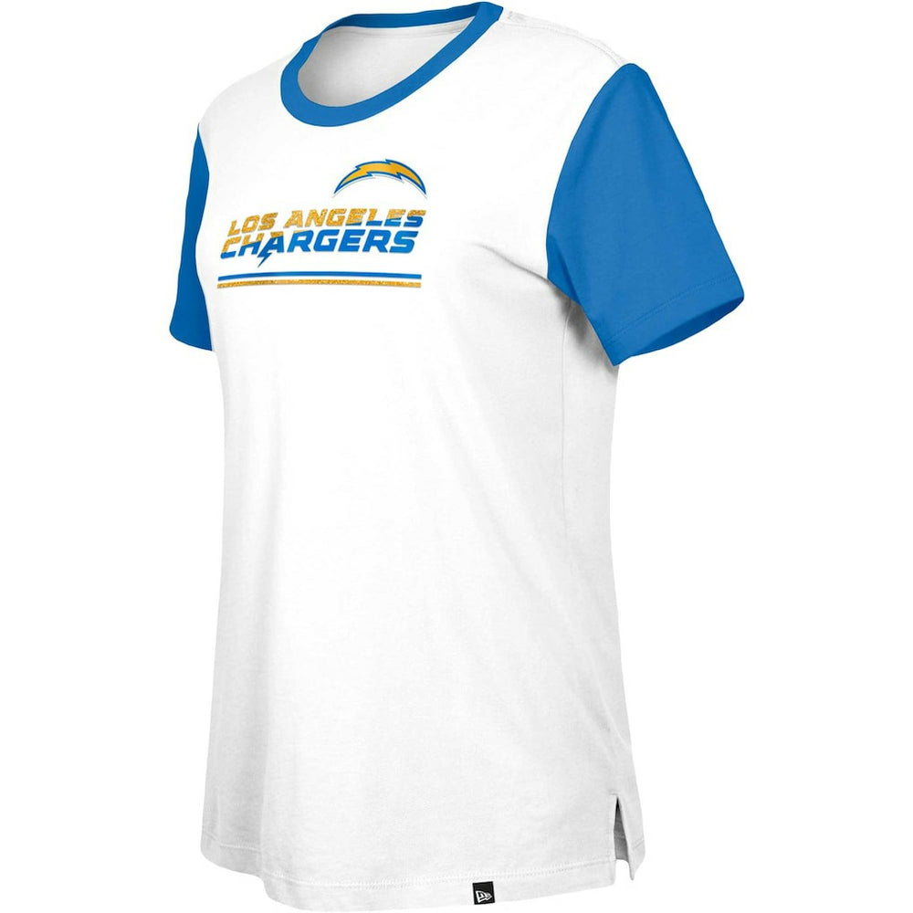 Los Angeles Chargers New Era Women's Third Down Colorblock T-Shirt White/Blue | NFL