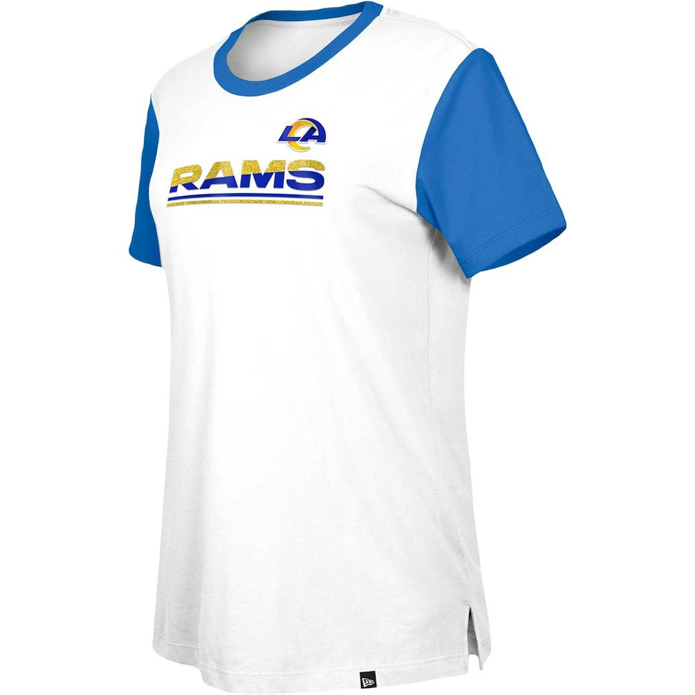Los Angeles Rams New Era Women's Third Down Colorblock T-Shirt White/Royal | NFL
