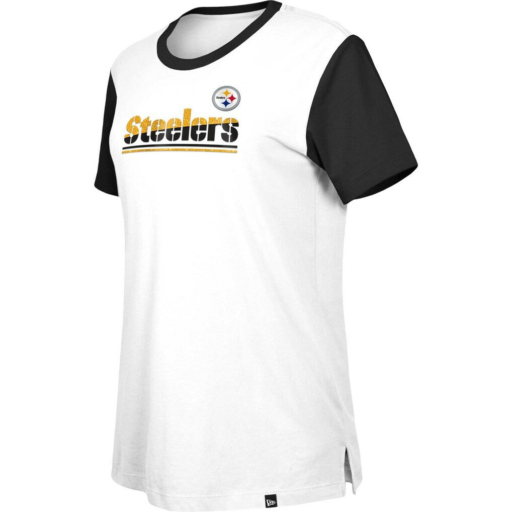 Pittsburgh Steelers New Era Women's Third Down Colorblock T-Shirt White/Black | NFL