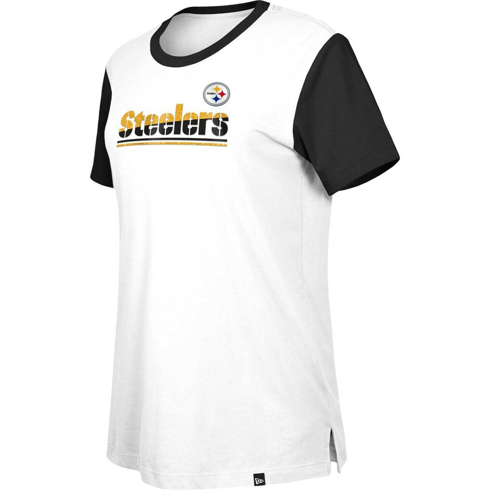 Pittsburgh Steelers New Era Women's Third Down Colorblock T-Shirt White/Black | NFL