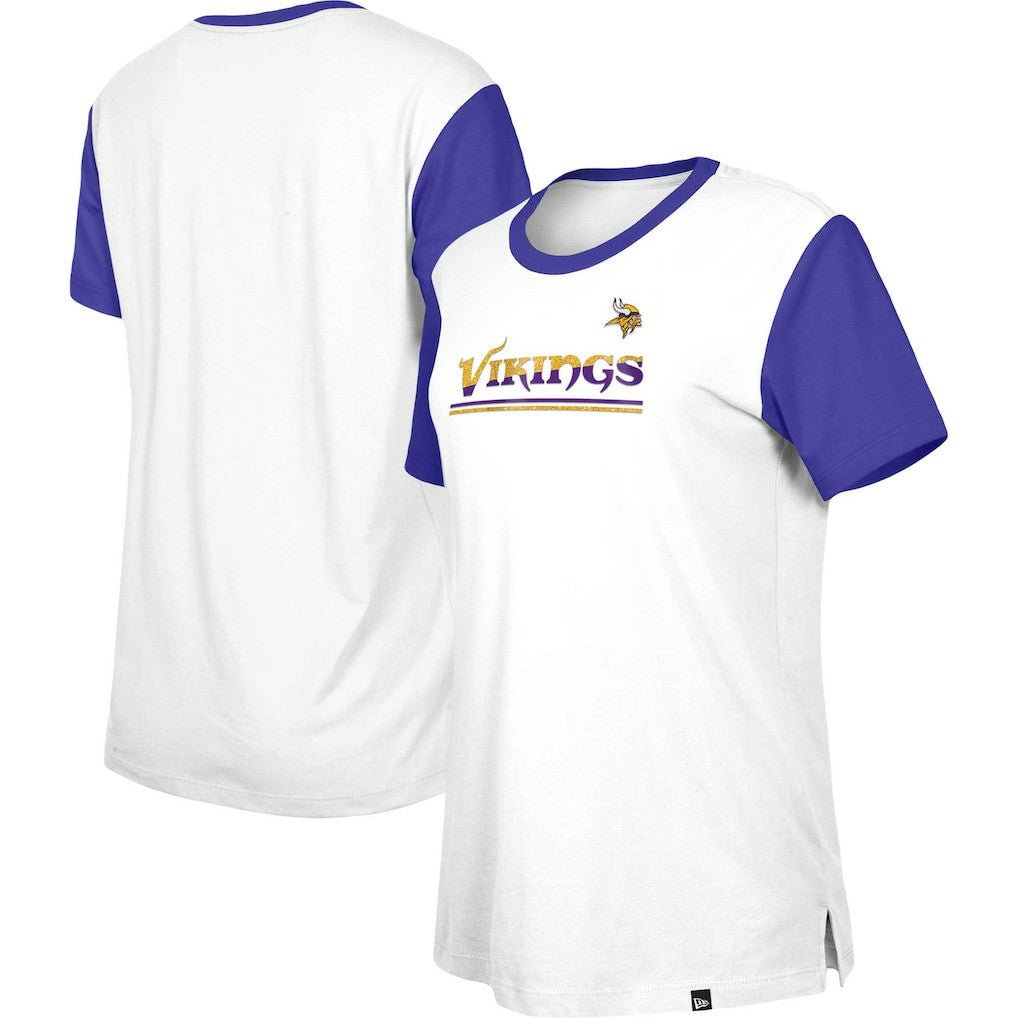 Minnesota Vikings New Era Women's Third Down Colorblock T-Shirt White/Purple | NFL