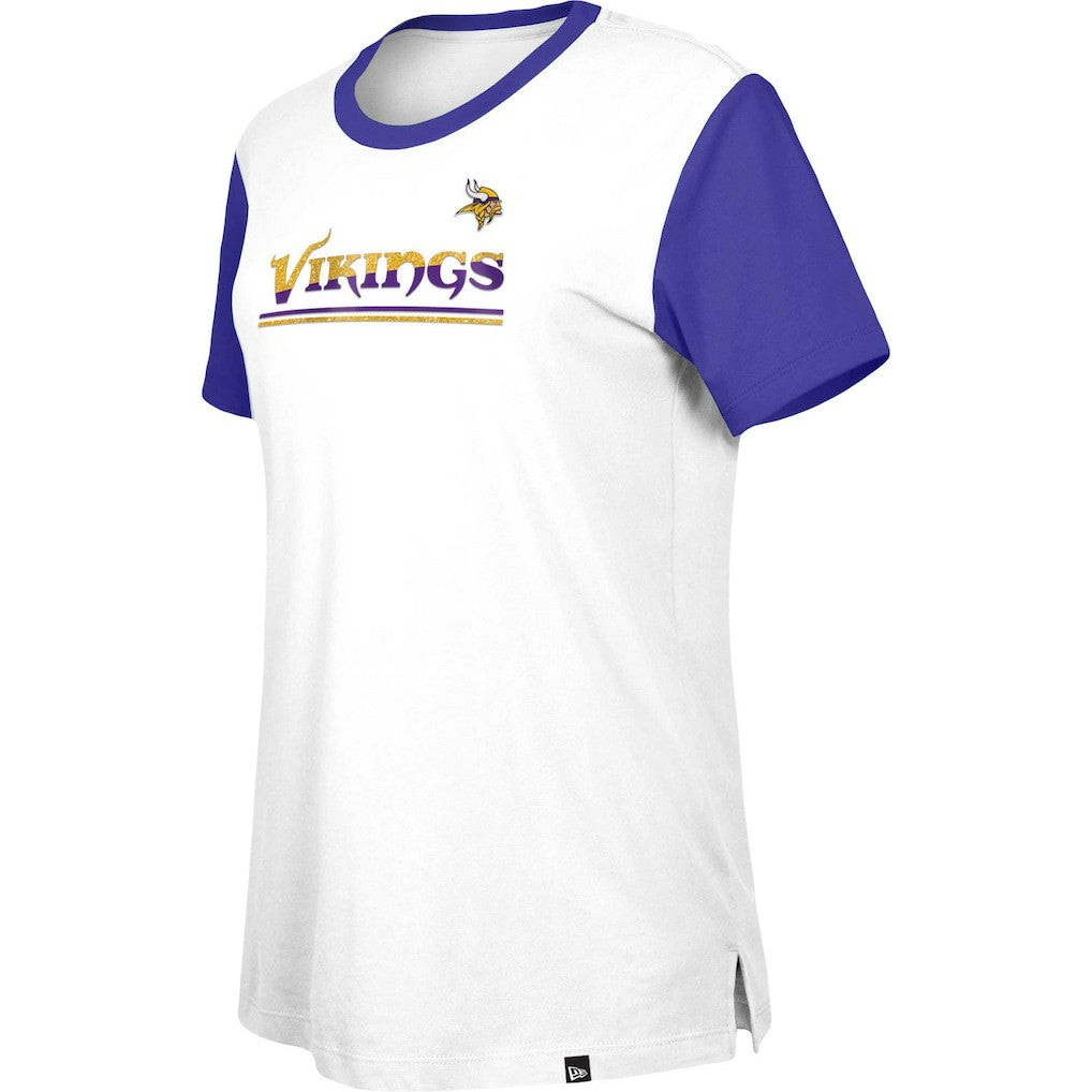 Minnesota Vikings New Era Women's Third Down Colorblock T-Shirt White/Purple | NFL