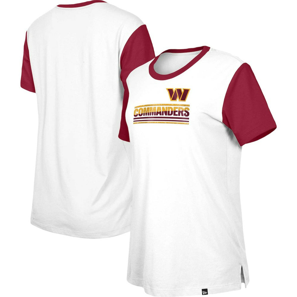 Washington Commanders New Era Women's Third Down Colorblock T-Shirt White/Burgundy | NFL