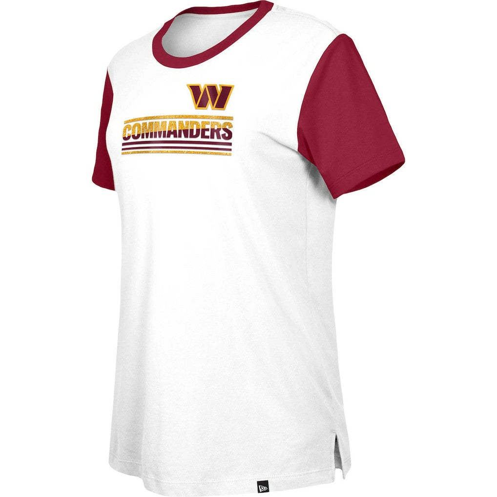 Washington Commanders New Era Women's Third Down Colorblock T-Shirt White/Burgundy | NFL