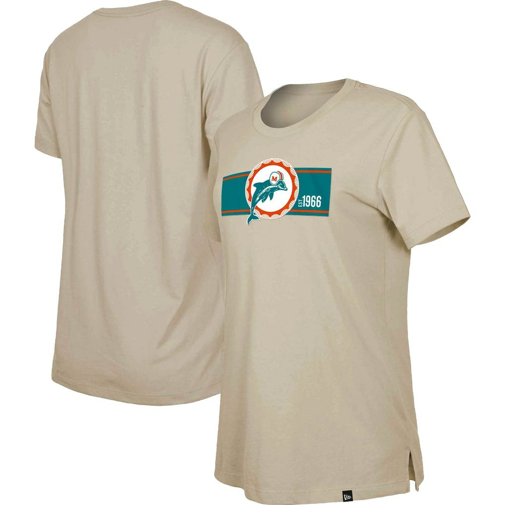 Miami Dolphins New Era Women's Third Down Historic T-Shirt Tan | NFL