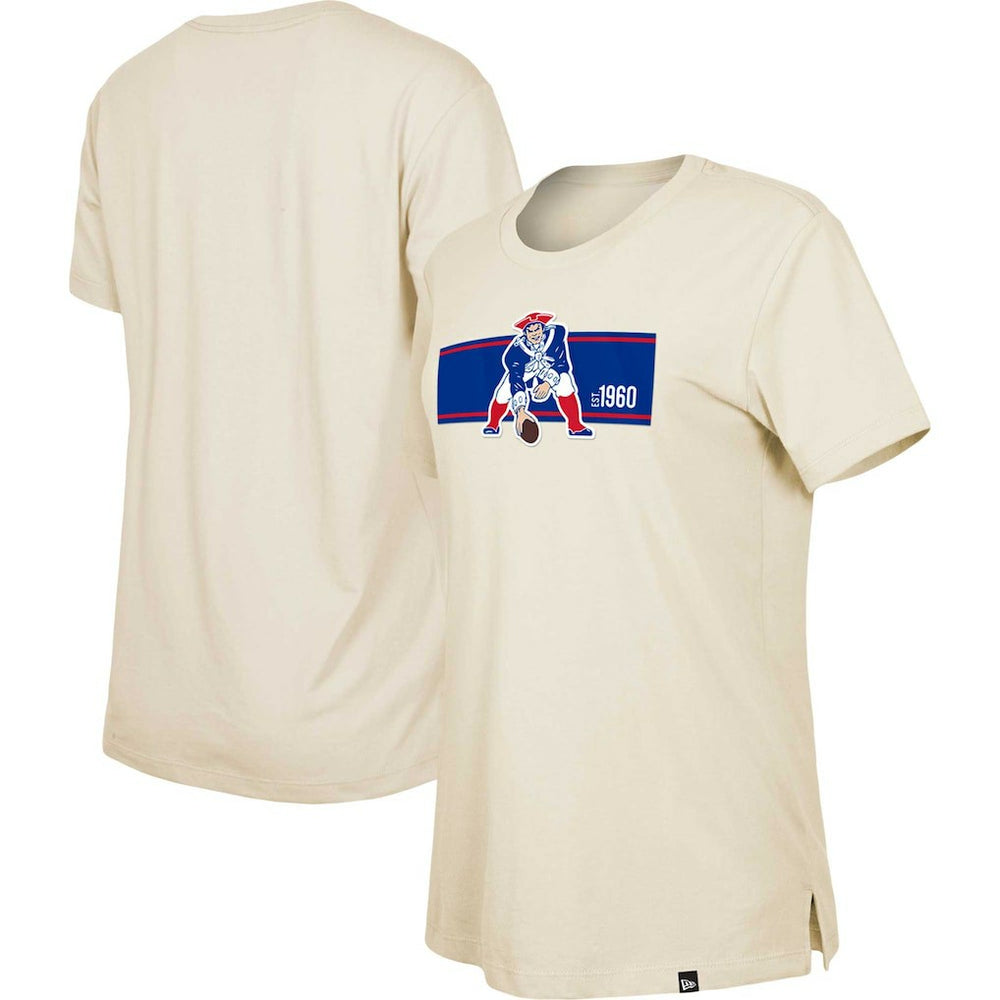 New England Patriots New Era Women's Third Down Historic T-Shirt Tan | NFL