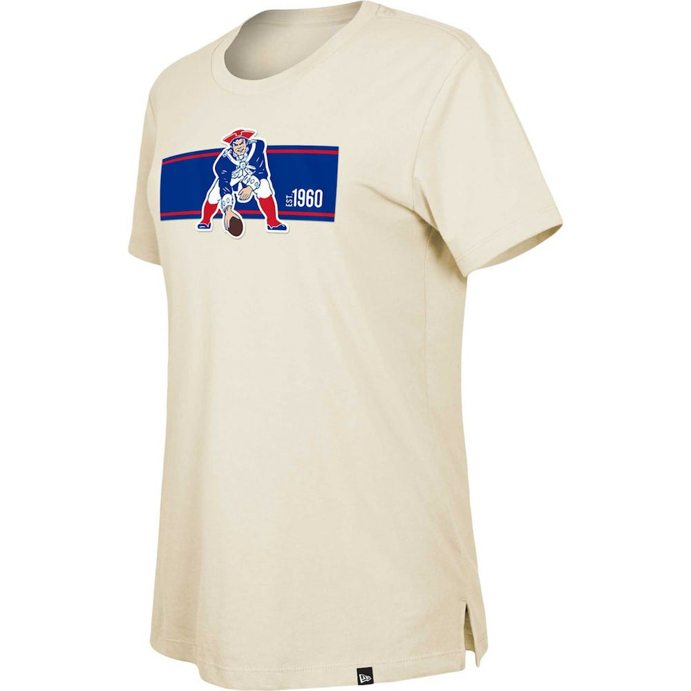 New England Patriots New Era Women's Third Down Historic T-Shirt Tan | NFL
