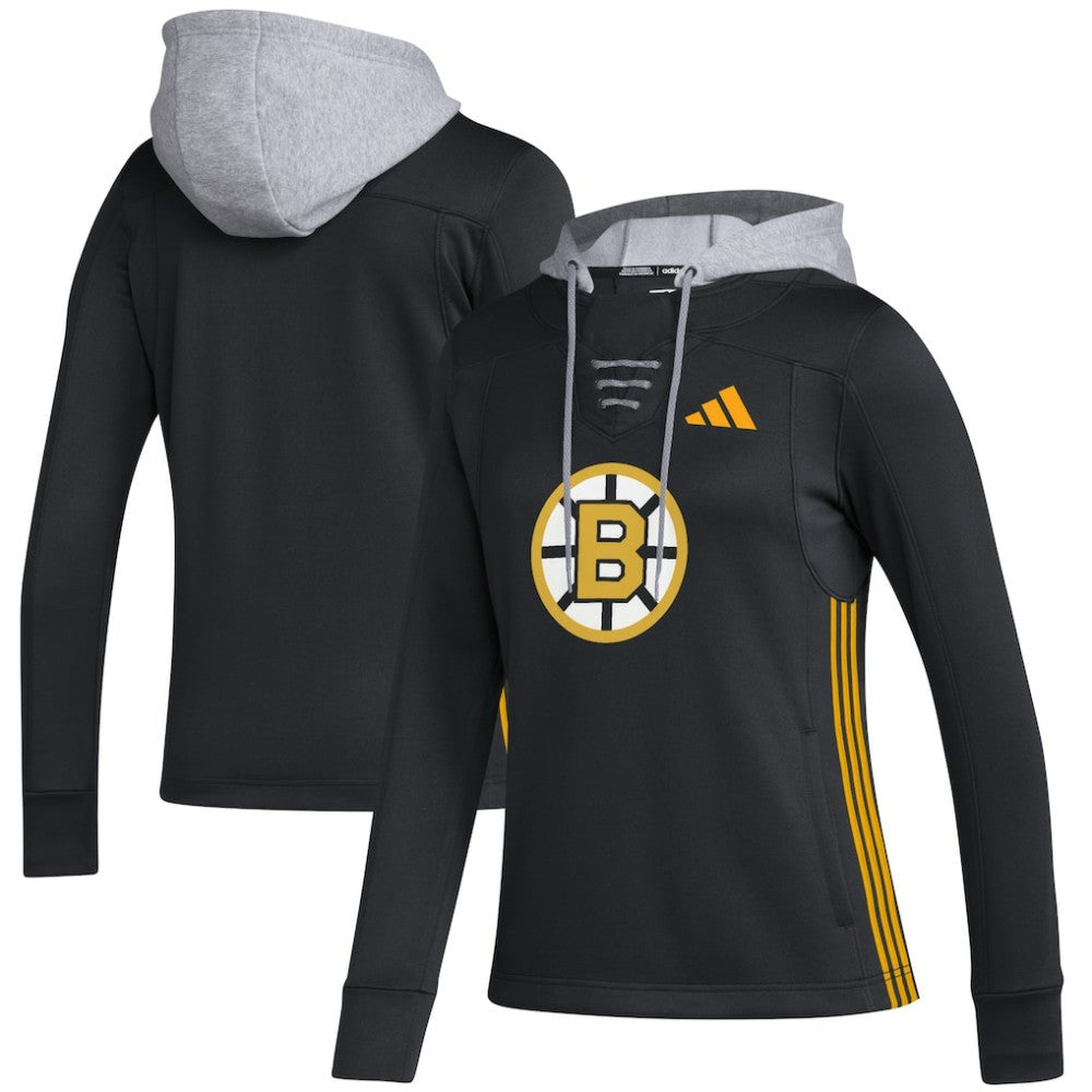Boston Bruins adidas Women's Refresh Skate Lace AEROREADY Pullover Hoodie - Black - NHL