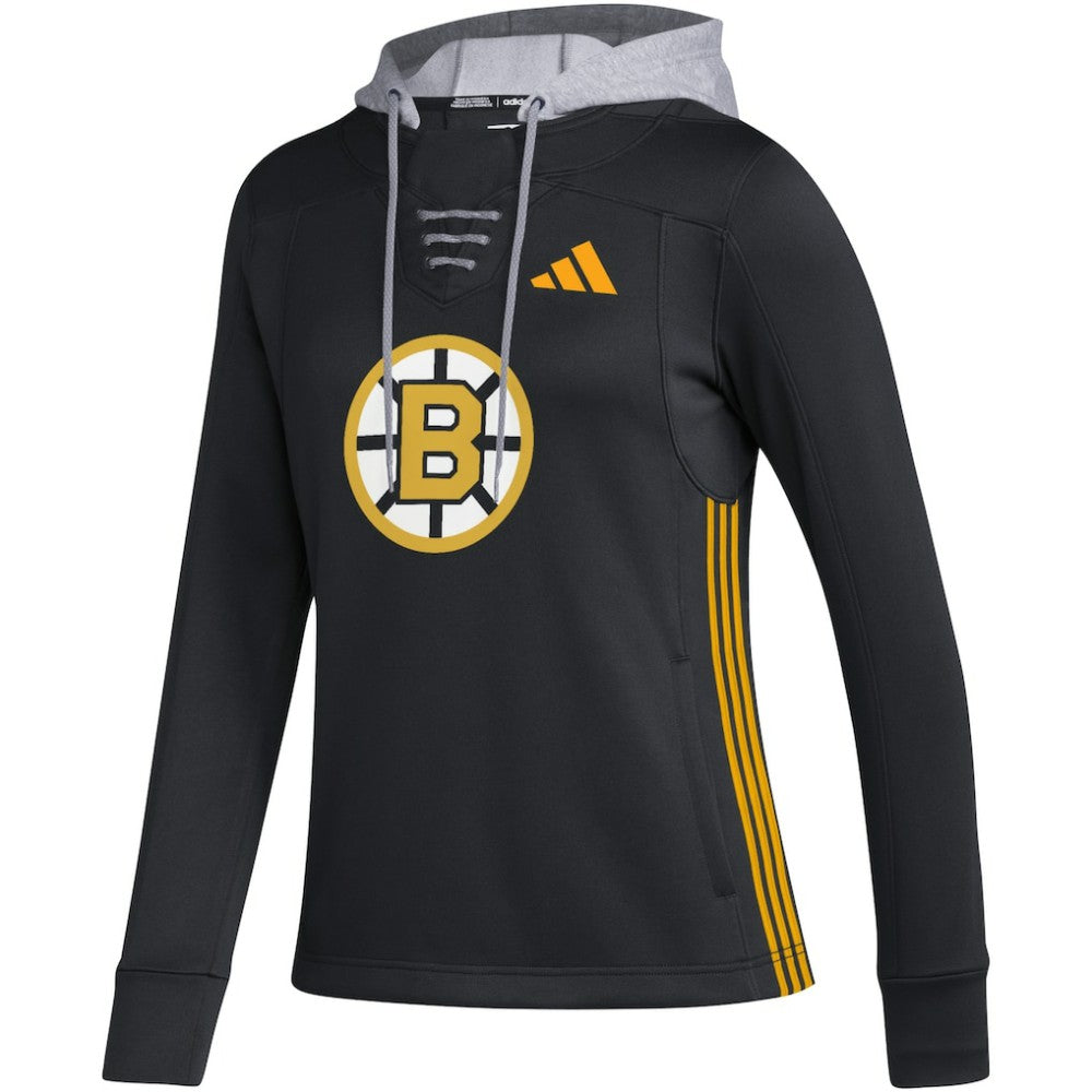 Boston Bruins adidas Women's Refresh Skate Lace AEROREADY Pullover Hoodie - Black - NHL