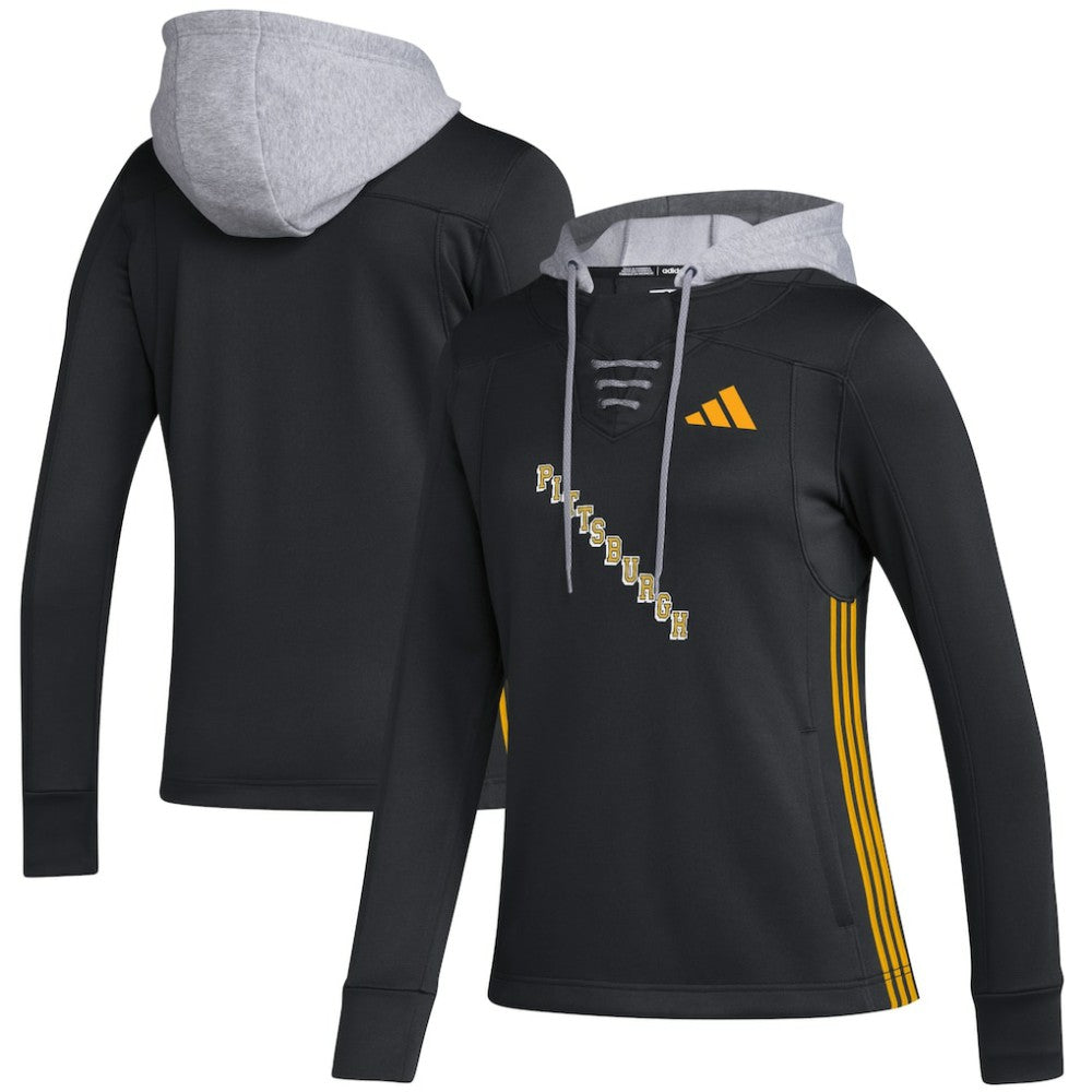 Pittsburgh Penguins adidas Women's Refresh Skate Lace AEROREADY Pullover Hoodie - Black - NHL