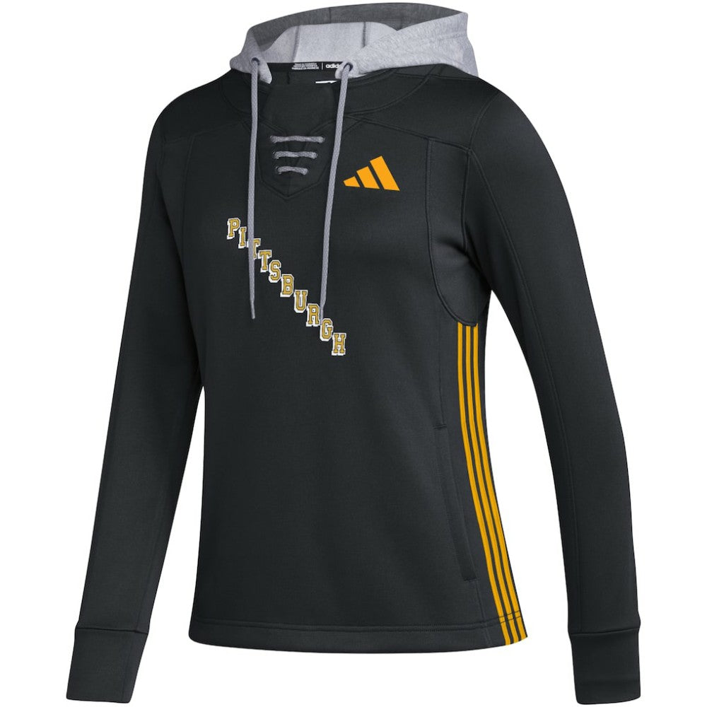 Pittsburgh Penguins adidas Women's Refresh Skate Lace AEROREADY Pullover Hoodie - Black - NHL