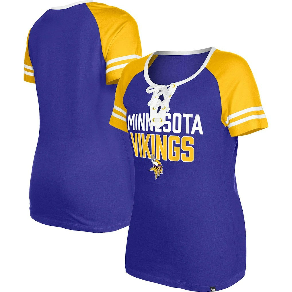 Minnesota Vikings New Era Women's Raglan Lace-Up T-Shirt Purple | NFL