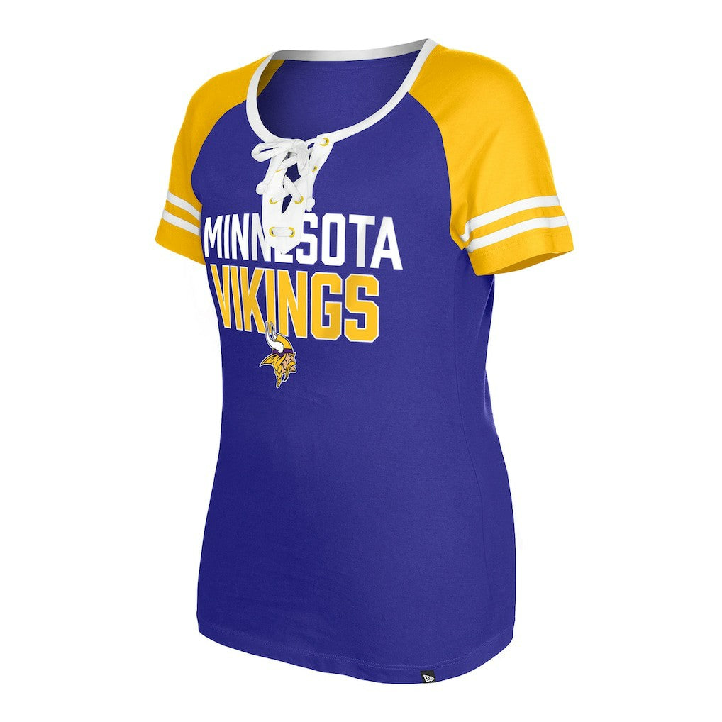Minnesota Vikings New Era Women's Raglan Lace-Up T-Shirt Purple | NFL