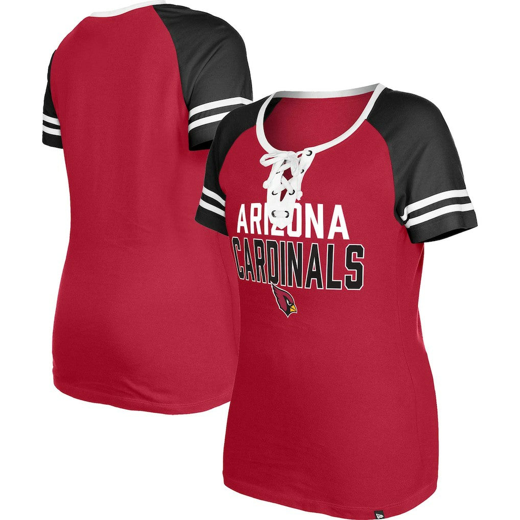 Arizona Cardinals New Era Women's Raglan Lace-Up T-Shirt Cardinal | NFL