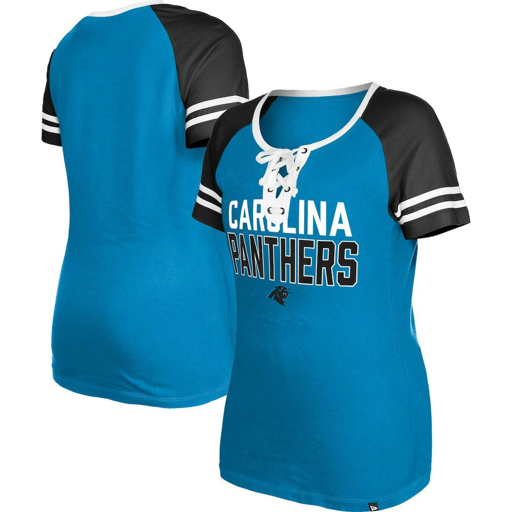 Carolina Panthers New Era Women's Raglan Lace-Up T-Shirt Blue | NFL