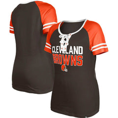 Cleveland Browns New Era Women's Raglan Lace-Up T-Shirt Brown | NFL