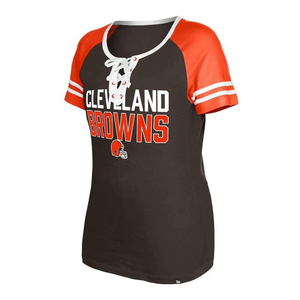 Cleveland Browns New Era Women's Raglan Lace-Up T-Shirt Brown | NFL