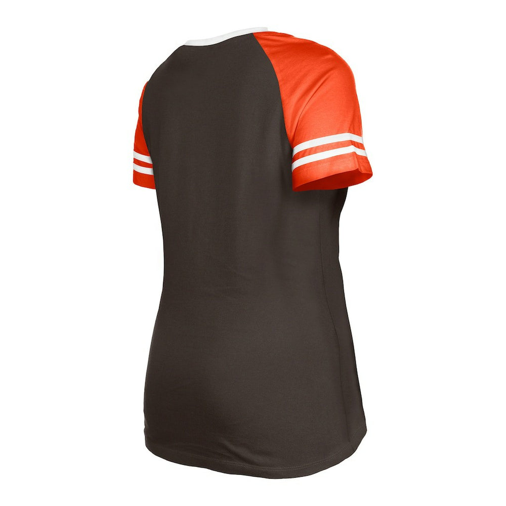 Cleveland Browns New Era Women's Raglan Lace-Up T-Shirt Brown | NFL
