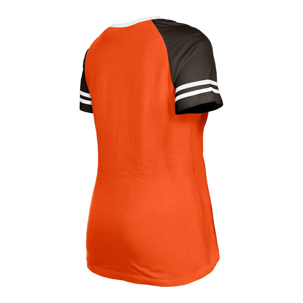 Cleveland Browns New Era Women's Throwback Raglan Lace-Up T-Shirt Orange | NFL