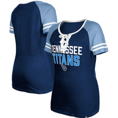 Tennessee Titans New Era Women's Raglan Lace-Up T-Shirt Navy | NFL