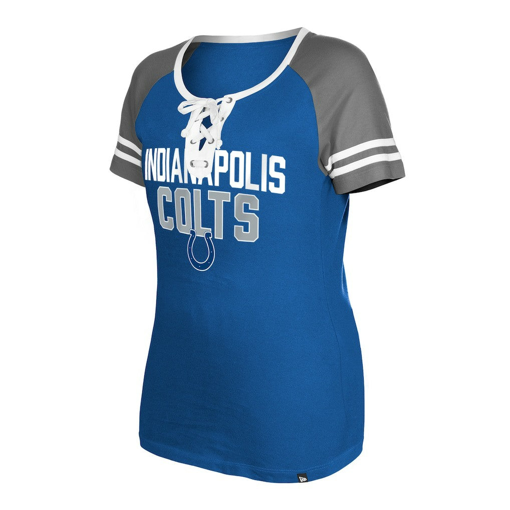 Indianapolis Colts New Era Women's Raglan Lace-Up T-Shirt Royal | NFL