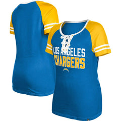 Los Angeles Chargers New Era Women's Raglan Lace-Up T-Shirt Powder Blue | NFL