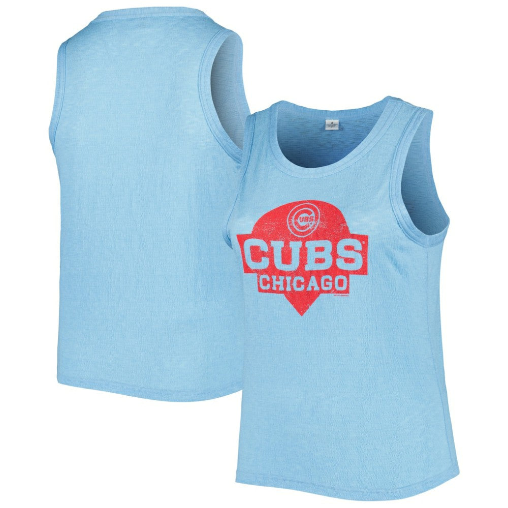 Chicago Cubs Soft as a Grape Women's Plus Size High Neck Tri-Blend Tank Top - MLB