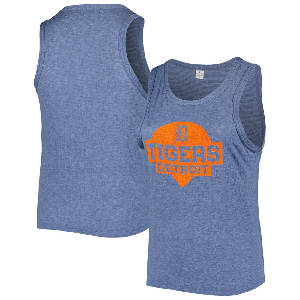 Detroit Tigers Soft as a Grape Women's Plus Size High Neck Tri-Blend Tank Top - MLB