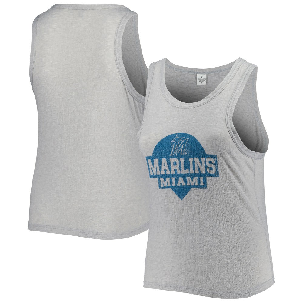 Miami Marlins Soft as a Grape Women's Plus Size High Neck Tri-Blend Tank Top - MLB