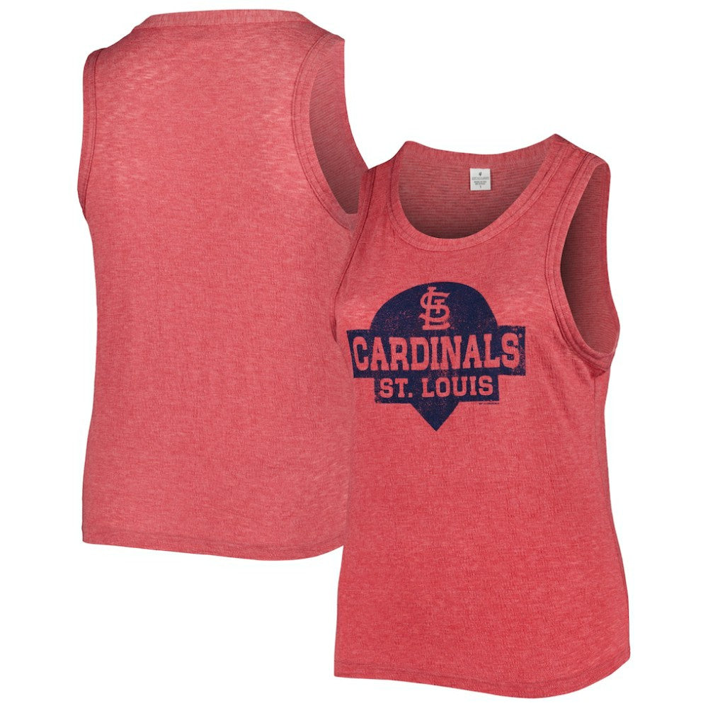 St. Louis Cardinals Soft as a Grape Women's Plus Size High Neck Tri-Blend Tank Top - MLB