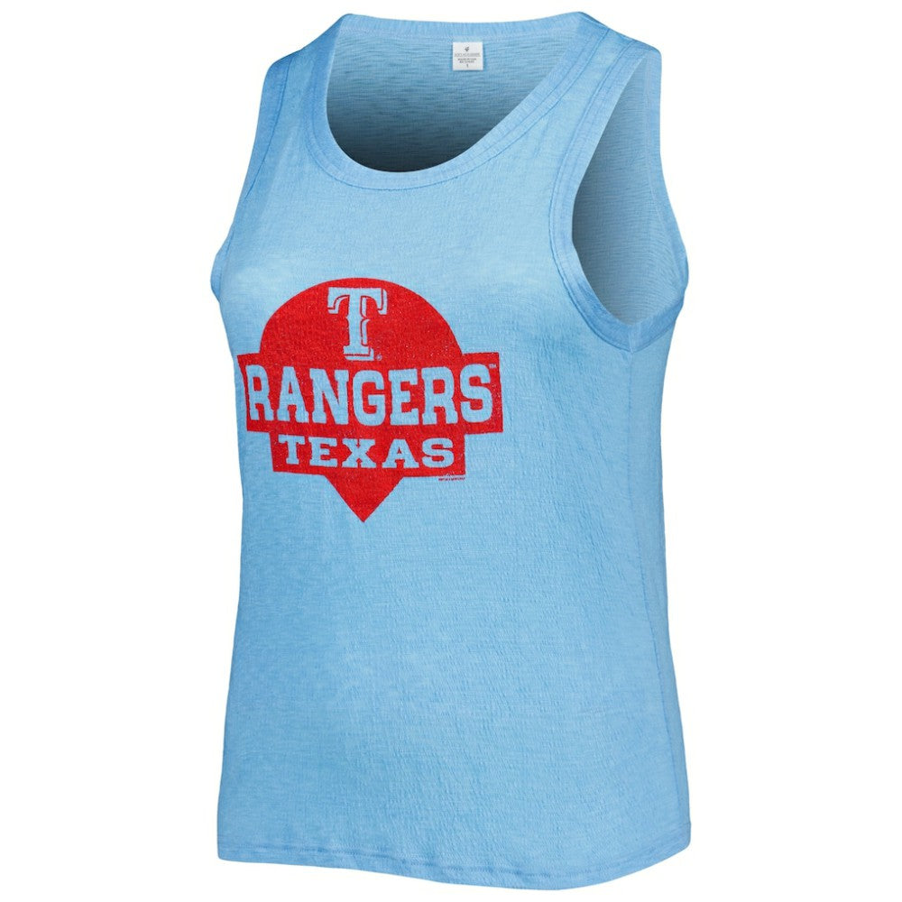 Texas Rangers Soft as a Grape Women's Plus Size High Neck Tri-Blend Tank Top - MLB