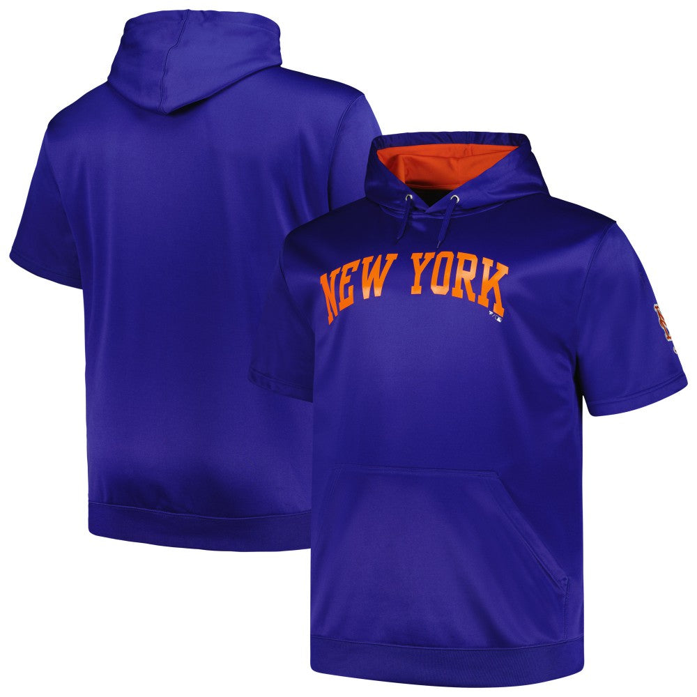 New York Mets Profile Big & Tall Contrast Short Sleeve Pullover Hoodie - MLB