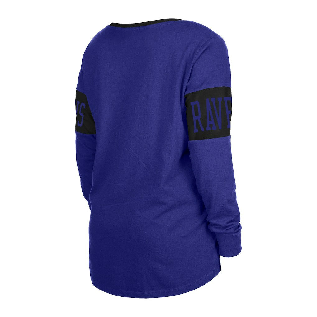 Baltimore Ravens New Era Women's Lace-Up Notch Neck Long Sleeve T-Shirt Black | NFL