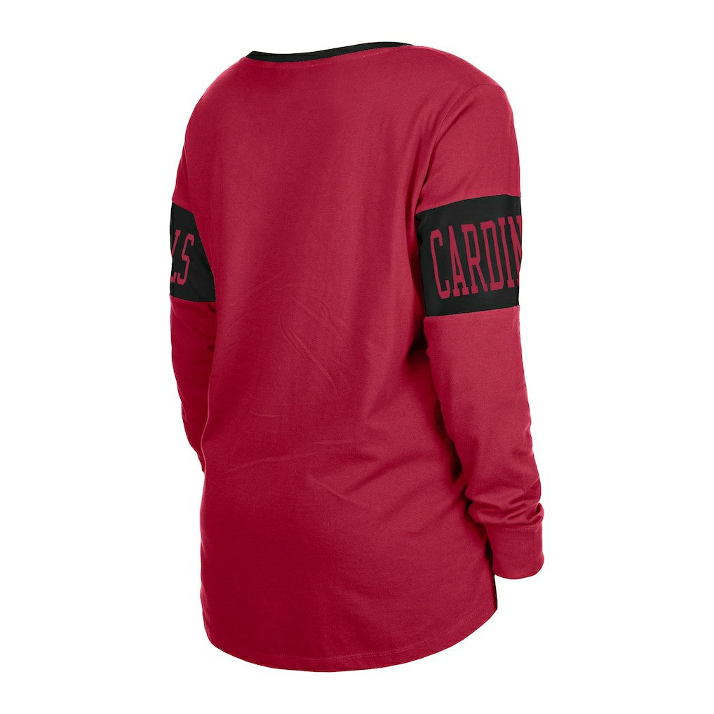 Arizona Cardinals New Era Women's Lace-Up Notch Neck Long Sleeve T-Shirt Cardinal | NFL
